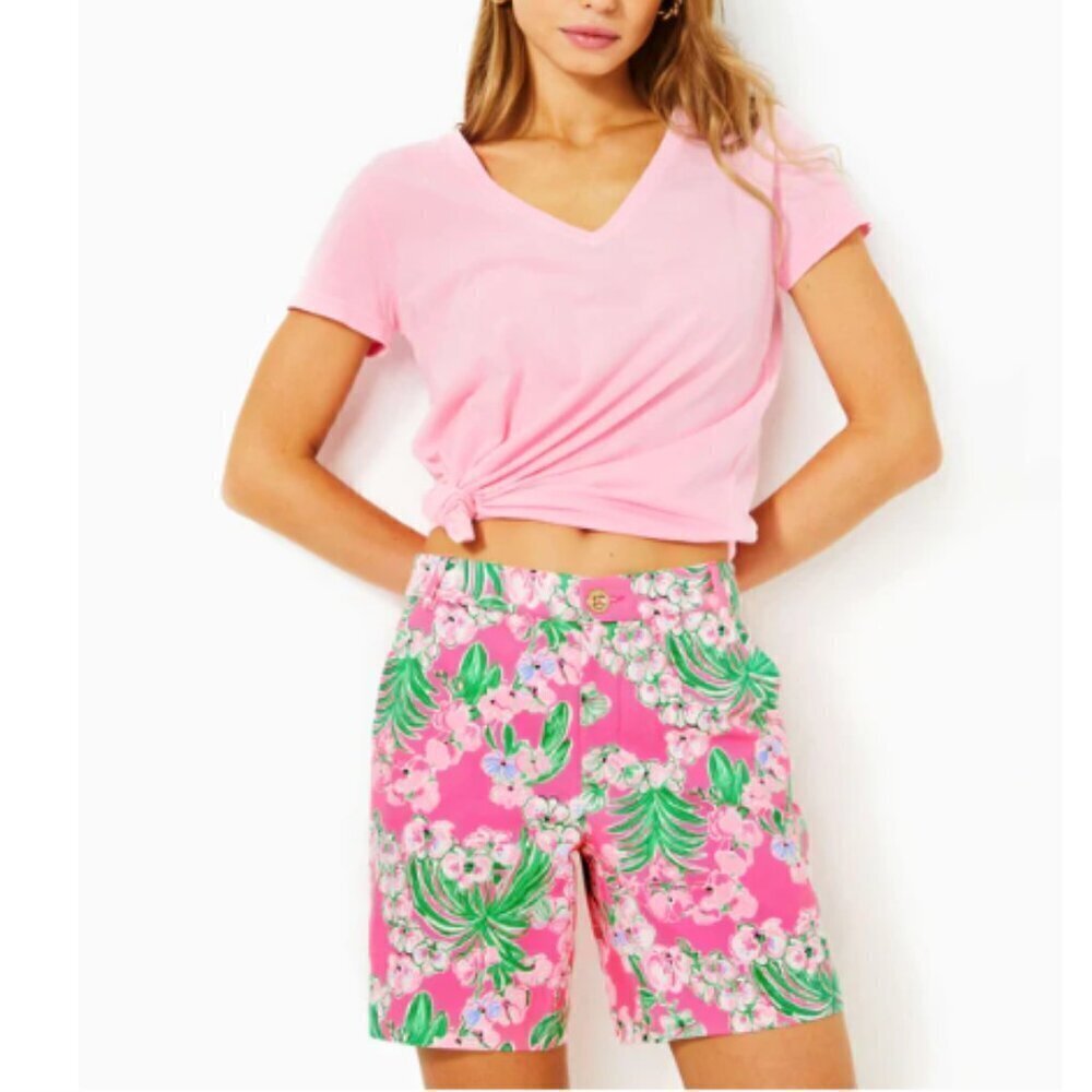 Lilly Pulitzer Gretchen High Rise Short Roxie Pink Worth A Look Size 4 - Picture 3 of 15